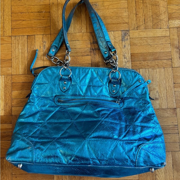 Y2K 90: Stylish Blue Quilted Women's Bag - I think it’s leather but not 100 sure - Picture 2 of 8